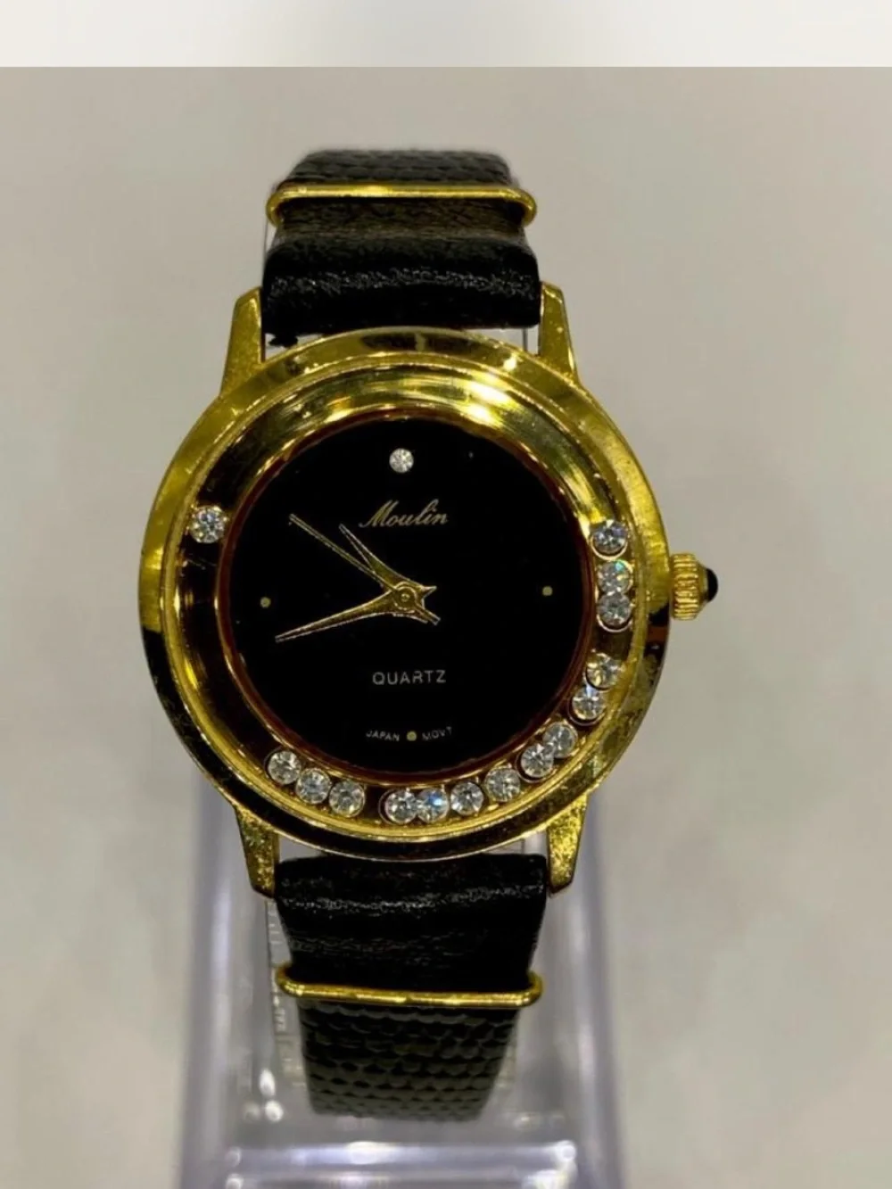 Designer ^^^ Gold-Tone  ***Midnight Black  *** Iced Crystal Ladies Watch ***